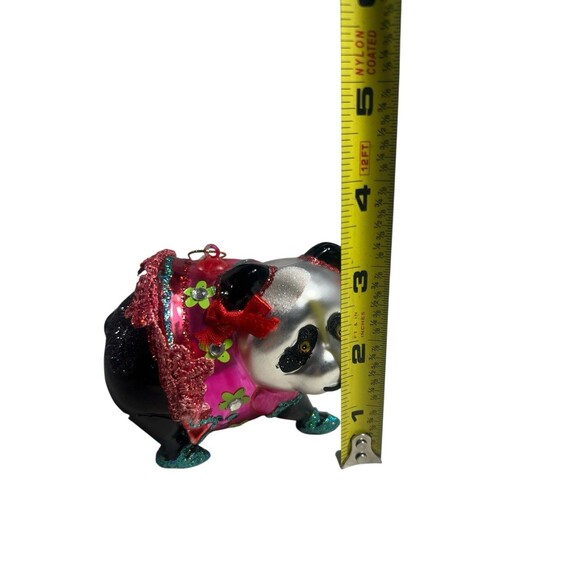 Festive Panda Hand Blown Glass Christmas Ornament - BestPysanky - EUC - Picture 2 of 8